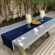 Load image into Gallery viewer, Table Runner - Navy Denim Fringe