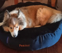 Load image into Gallery viewer, Pet Bed - Navy Denim/Black Fur