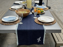 Load image into Gallery viewer, Table Runner - Navy Denim Fringe