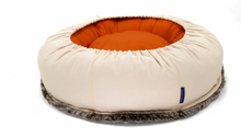 Load image into Gallery viewer, Pet Bed - Ecru Denim/Leopard Fur -Limited Edition