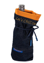 Load image into Gallery viewer, Wine Bag - Navy Denim/Orange
