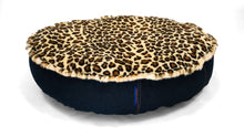 Load image into Gallery viewer, Pet Bed - Navy Denim/Leopard Fur -Limited Edition