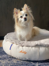 Load image into Gallery viewer, Pet Bed - Beige Denim/Blonde Fur
