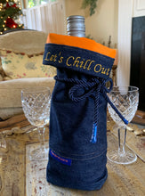 Load image into Gallery viewer, Wine Bag - Navy Denim/Orange
