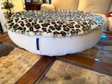 Load image into Gallery viewer, Pet Bed - Ecru Denim/Leopard Fur -Limited Edition
