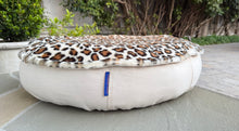 Load image into Gallery viewer, Pet Bed - Ecru Denim/Leopard Fur -Limited Edition
