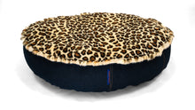 Load image into Gallery viewer, Pet Bed - Navy Denim/Leopard Fur
