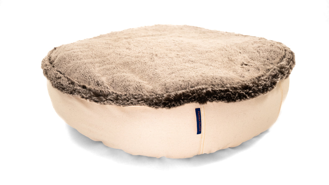 Pet Bed - Beige Denim/Fox Fur