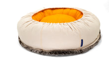 Load image into Gallery viewer, Pet Bed - Beige Denim/Fox Fur
